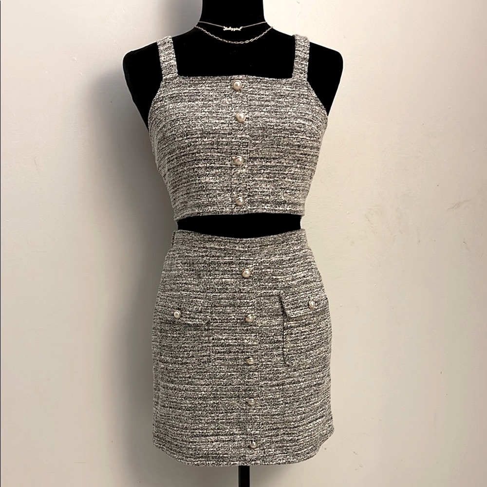 NWT Almost Famous | Gray Pencil Skirt Set of Two Pieces Size Medium